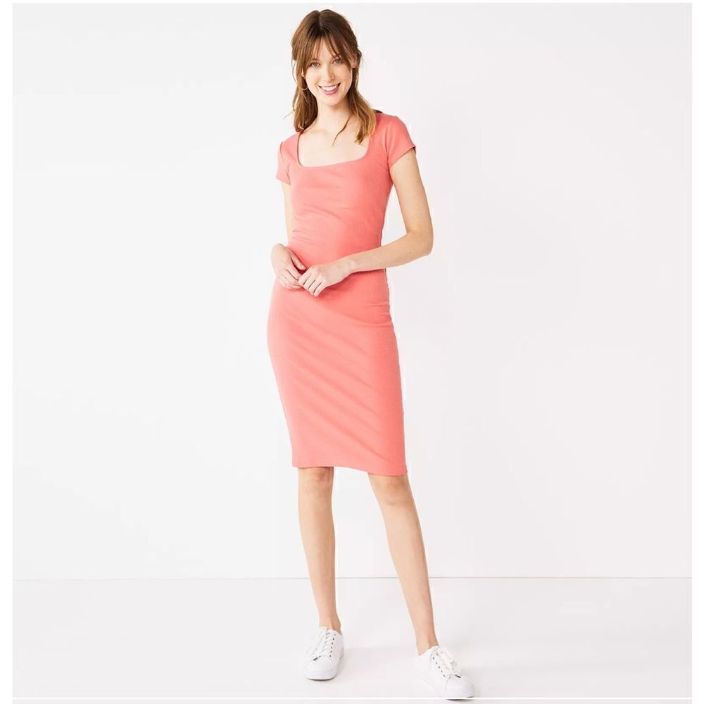 New Women's Nine West Cutout Bodycon Dress Cruz Coral